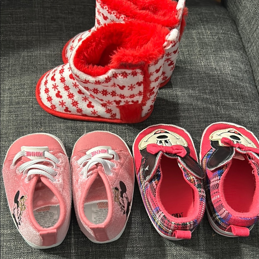 Disney Minnie Mouse 3 pairs Pink Kids Shoes